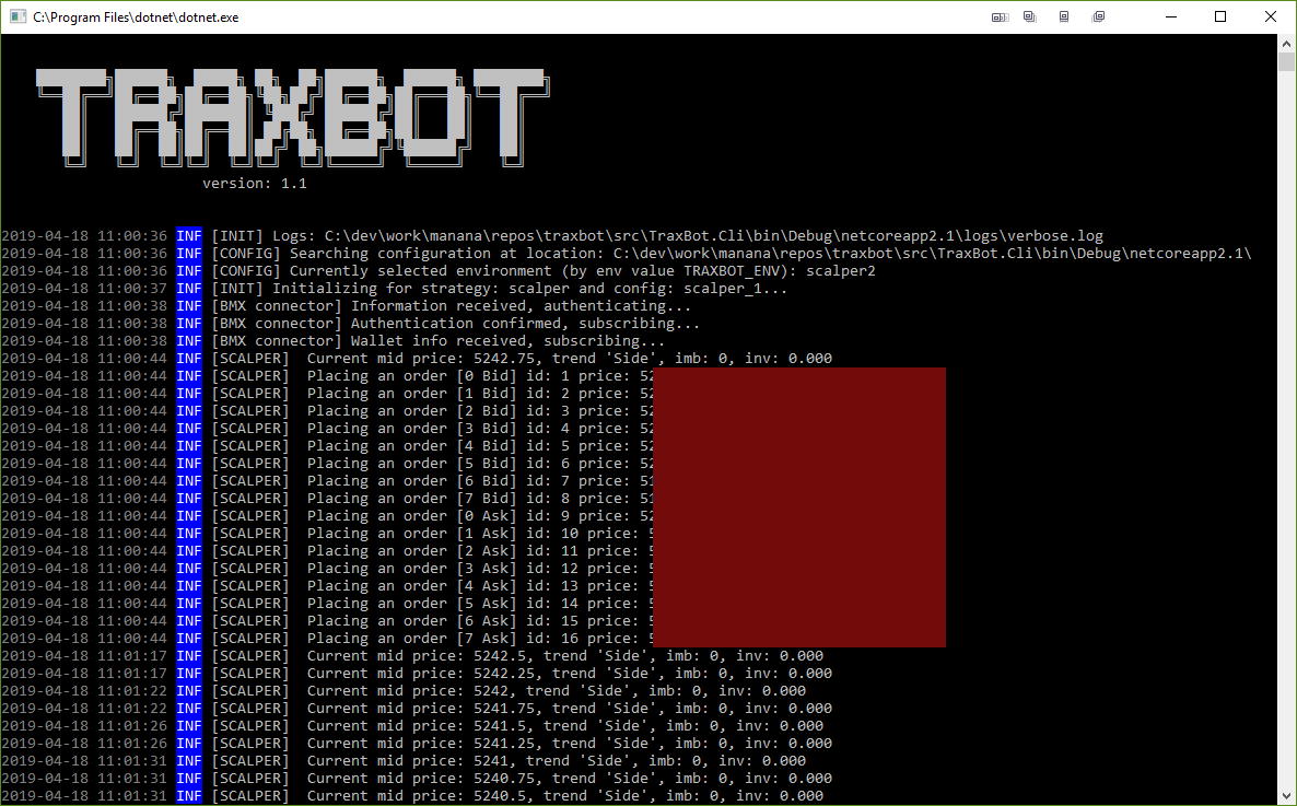 Screen of TraXBot